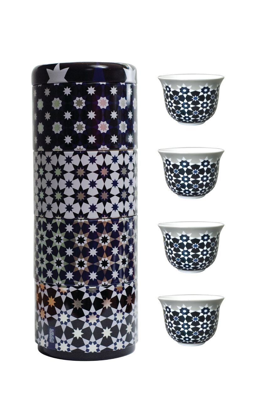 Tin box with 4 coffee cups 60ml Kaokab