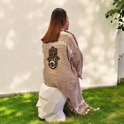 ABAYA - CHECKERED L. BROWN