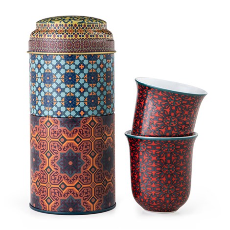Tin box with 2 coffee cups 90ml Vagabonde