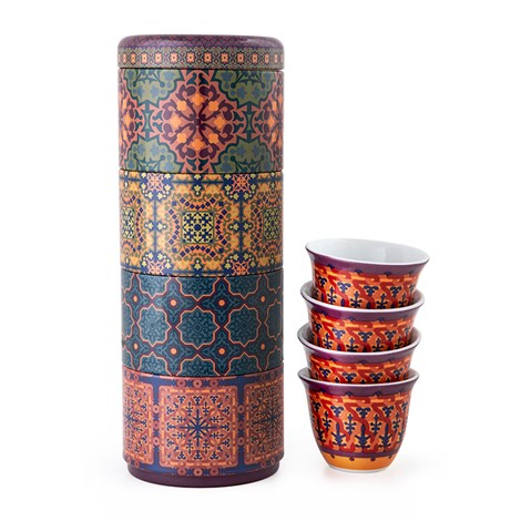 Tin box with 4 coffee cups 60ml Vagabonde